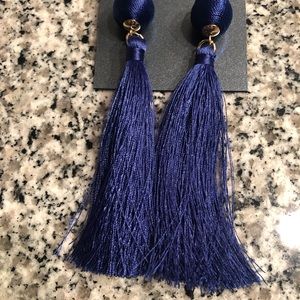 Dark Blue Tassel Earrings